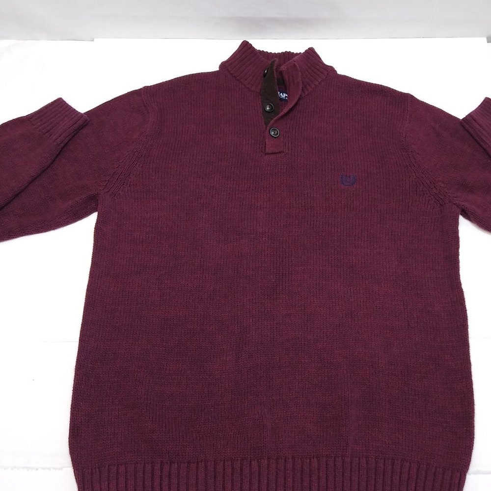 Chaps Men's Pullover Knit Sweater Large 100% Cotton Elbow Patches EUC